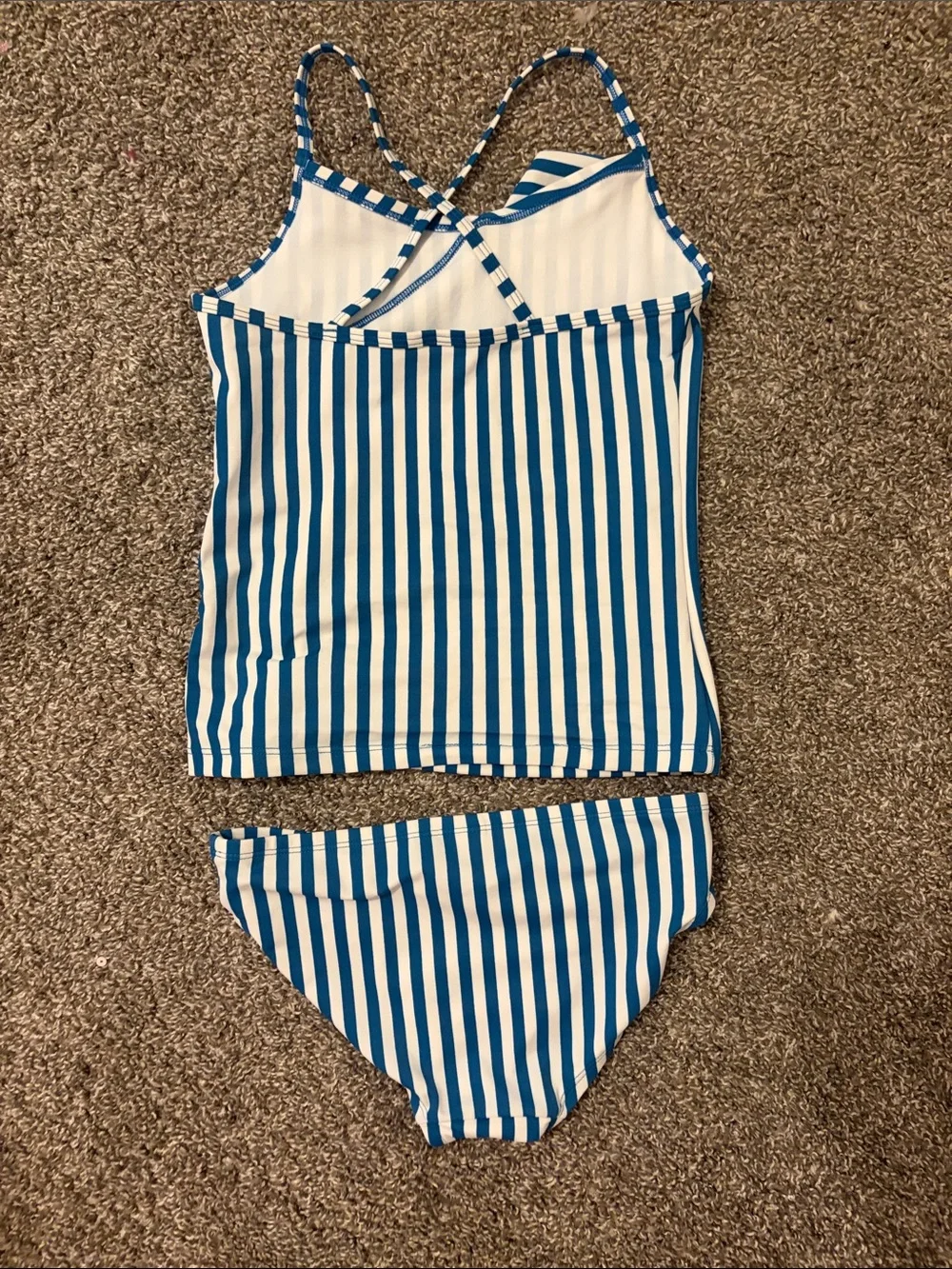 OshKosh B'gosh Blue and White Striped Girls Tankini Set